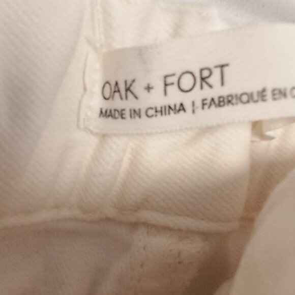 OAK + FORT  white stretch denim wide leg pants - Picture 3 of 10